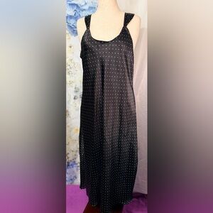 Black Polka Dot Slip Dress, slip, nightgown. Wide straps Satin Y2K style